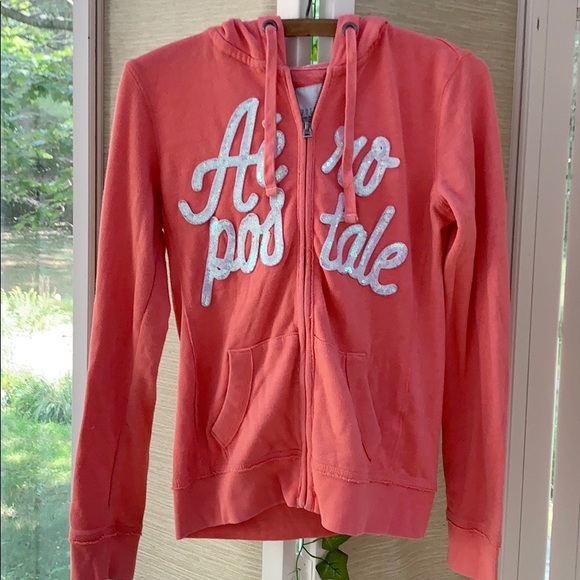 Aeropostale Hoodie, Melon Colored Sweatshirt, Front Zip Hoodie, Athleisure - Picture 1 of 10